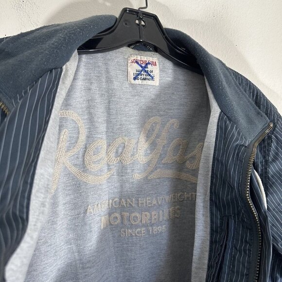 Vintage Scotch & Soda Jacket AE-25 Navy Full Zip Striped Zip Pockets L Varsity - Picture 3 of 6